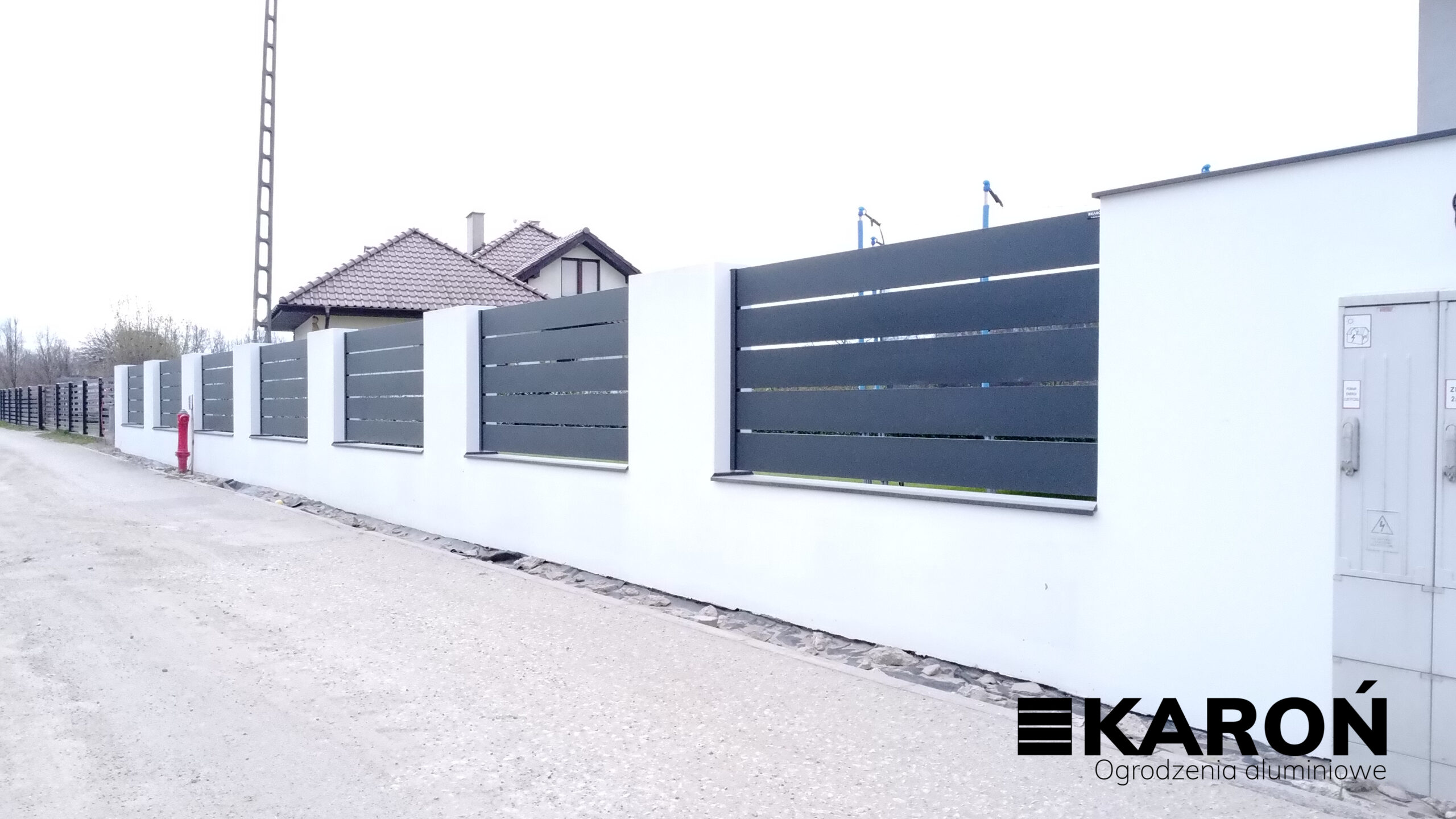 Przęsła ogrodzeniowe aluminiowe RAL 7021 – Wrocław